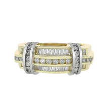 1.15 Carat Round And Baguette Cut Diamonds Men&#39;s Ring 14K Two Tone Gold - £1,155.24 GBP