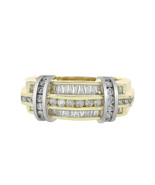 1.15 Carat Round And Baguette Cut Diamonds Men&#39;s Ring 14K Two Tone Gold - £1,150.28 GBP