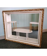 1960s Shadow Box Curio Mirror 33x27&quot; Ornate Gilded Wood Frame Hollywood ... - $271.64 CAD