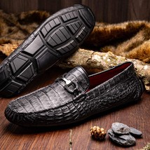 Parma Genuine Caiman Belly Slip On Driving Loafers Black image 8