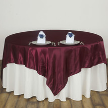 Burgundy 60X60&quot;&quot; Satin Square Table Overlay Wedding Catering Supplies Dinner Sal - £6.40 GBP