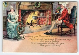 Christmas Greeting Card George Washington Man and Women Spinning Wheel F... - $20.43