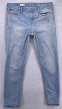 Gap 1969 Jeans Size 33w 30L Real Straight Distressed Medium Wash Denim Raw Hem - £11.86 GBP