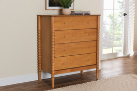 Laverne Oak Brown Bobbin Wood 4-Drawer Chest - $9,066.39 MXN