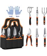 8 Pcs Garden Tool Set Stainless Steel w/ Carrying Tote Heavy Duty Garden... - £33.28 GBP