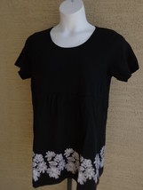  Being Casual  Large Cotton Blend Jersey Knit S/S Baby Doll Top  Black - $11.39