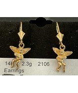 14K Yellow Gold Angel or Cherub with Wings Dangle Style Earrings 2.3 grams - £192.72 GBP