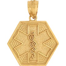 Medical ID Information Charm &amp; 18&quot; Chain 14k Gold 17mm - £130.06 GBP