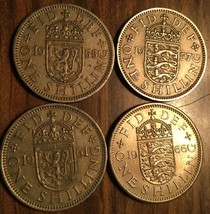 1955 1957 1961 1966 Lot Of 4 Uk Gb Great Britain Shilling Coins - £3.02 GBP