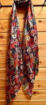 CATS SCARF Shawl Wrap Colorful *Extra Long* 40&quot;x70&quot; Soft Silk Feel EUC - £15.81 GBP