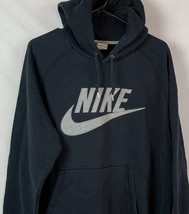 Nike Hooded Sweatshirt Embroidered Swoosh Logo Hoodie Black Gray Mens XL - $39.99