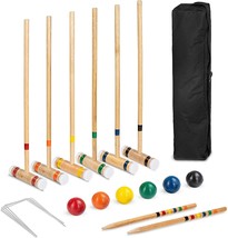 6-Player 32In Wood Croquet Game Set, Classic Yard Sport For Backyard - £107.09 GBP