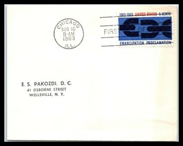 1963 US FDC Cover - Emancipation Proclamation Stamp, Chicago, Illinois H3 - £2.36 GBP