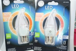 GE Lighting LOT OF 2 Dimmable LED Chandelier Bulb Medium Base 4-Watt Clear  - £14.15 GBP