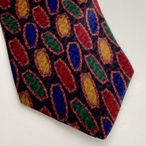 Bill Blass 100% Silk Muted Jewel Tones Geometric Pattern Tie Necktie - $19.95