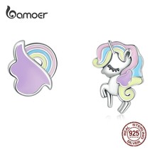 bamoer Rainbow Dream Fantasy Stud Earrings 925 Silver Earrings for Girls Party S - £17.92 GBP