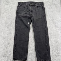 Levi&#39;s 505 Mens Black 5 Pocket Design Denim Straight Leg Jeans Size W 42 - £23.73 GBP