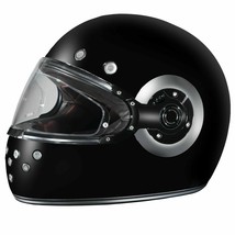 Daytona Helmets Retro DOT Approved Hi Gloss Black Chrome Motorcycle Helmet R1-A - £101.75 GBP