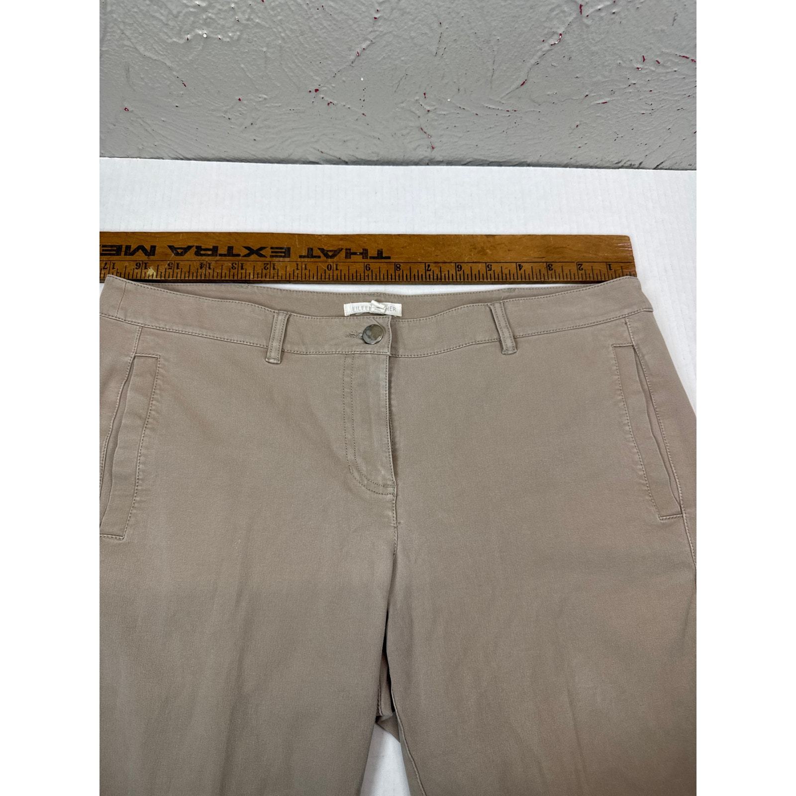 Eillen Fisher Womens Organic Cotton Cropped Pants Tan Khaki Size 34x25 Item image 5