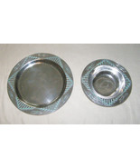 VINTAGE WILTON, PA. WESTERN STYLE POLISHED PEWTER PLATTER+BOWL - WIDE RI... - $169.35 MXN