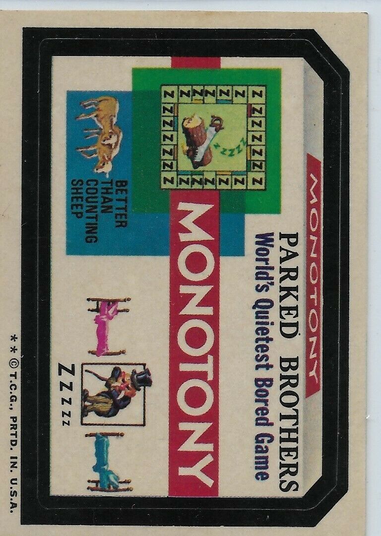 Parked Brothers Monotony 1974 Wacky Packages Orig. 6th series Monopoly S... - $4.99