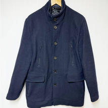 Cole Haan Mens Walking Coat Wool with Removable Bib Quilted Navy Blue Me... - $98.01