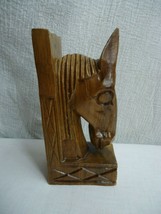 m64 Single Hand Carved Solid Wood Horse Head Bookend Folk Art Equestrian - £7.91 GBP