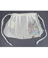 VTG MCM Sheer White Fishing Rabbit Duck Image Easter Organza Half Apron - $11.39