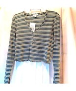 Stitch &amp; Pine Women&#39;s Knitted Henley Shirt, Blue/Brown Striped, Stretch,... - $545.56 MXN