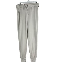 Zenana Womens Jogger Pants Size M Light Gray Elastic Waistband Cuffed An... - $18.50