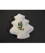 Vintage Christmas Small Candy Dish Holly Berries Leaves Gold Trimmed Tre... - £11.16 GBP