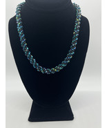 Black and Blue-Green Spiral Kumihimo Necklace - $136.77 CAD