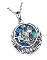 Egyptian Necklace Sterling Silver Anubis/Bastet Pendant - £104.78 GBP