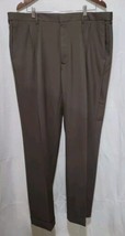 Haggar Men&#39;s Premium Comfort Stretch Classic Fit Pleated Dress Pants 42x30 Brown - $24.96