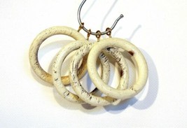 4x Antique White Curtain Rings Classique Wooden for 35mm 1-3/8&quot; Poles Distressed - £5.05 GBP