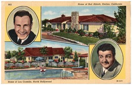 1943 Homes of Bud Abbott &amp; Lou Costello Comedy Duo, Encino, CA WWII Postcard - £7.24 GBP