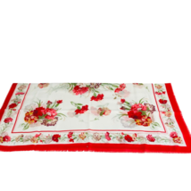 Red and White Floral Scarf 31&quot; x 31&quot; Carnations Multicolors Beautiful - £21.57 GBP