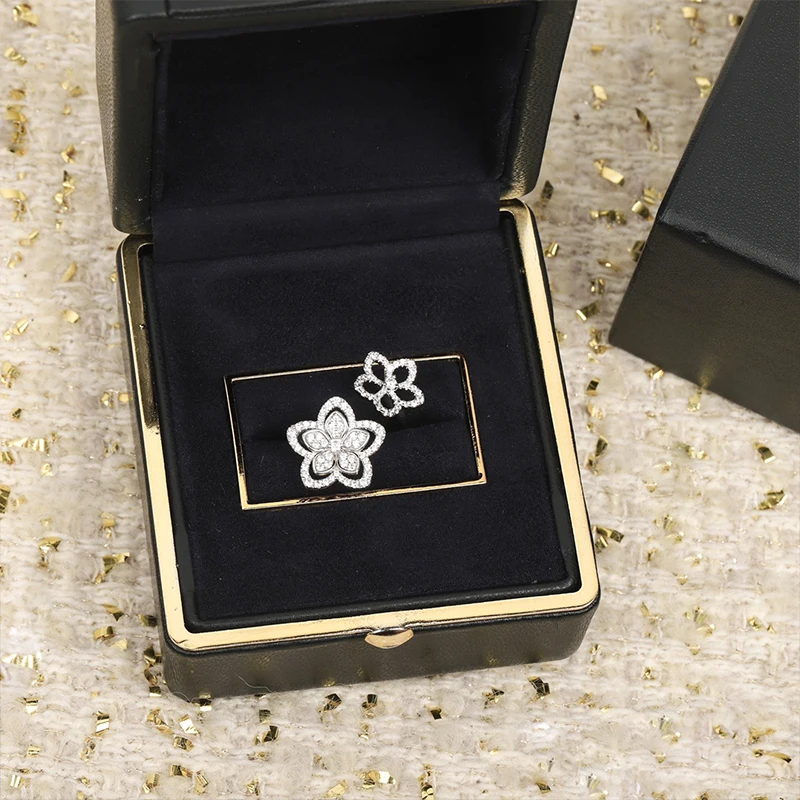 Rand luxury jewelry lady cherry blossom cross ring flower wedding anniversary exquisite thumb200