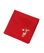 Shimmer Stag Embroidered Red/Gold Christmas Napkin - 45cm x 45cm - £6.51 GBP