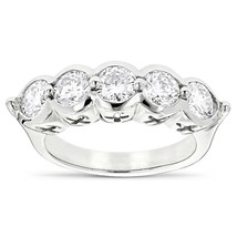 2.50 Ct Round Simulated Diamond 5-Stone Wedding Band Ring 14K White Gold Plated - £86.66 GBP