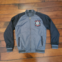 CORINTHIANS PAULISTA Bomber Jacket Adult Size S-M Zip Grey Black Soccer ... - €68,27 EUR