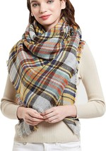 Wander Agio Women&#39;s Square Winter Large Infinity Scarves Stripe Plaid Scarf - £7.33 GBP