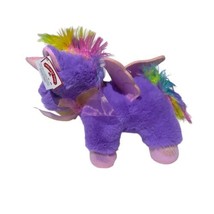 MTY Purple Unicorn Pink Wings 8” Plush Rainbow Stuffed Toy Standing Big Eyes NWT - £9.86 GBP
