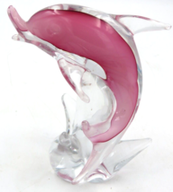 Vintage Murano Glass Pink Cranberry Dolphin Figurine 6.5&quot; - £79.48 GBP