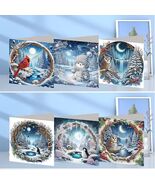 6 Christmas Blue Snow Scene Greeting Cards Handmade COMPLETED &amp;  SEALED - €23,79 EUR