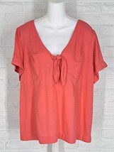 OLD NAVY Smocked V Neck Shirt Top Orange Coral XLarge - $12.86