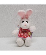 Gund Be-Bops Mini White Bunny Rabbit 3.5&quot; Plush Blue Orange Ribbon Bow 3... - $20.96