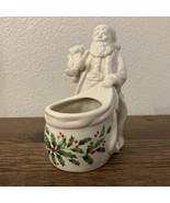 Lenox Holiday Santa Holding Teddy Bear and Toy Bag Votive Candle Holder USA - $33.94 CAD
