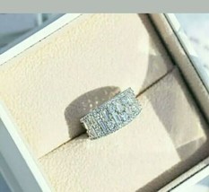 2Ct Baguette Diamanti Finti 14K Placcato Oro Bianco Completo Eternity Fedina - £82.56 GBP