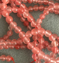 6mm Cherry Quartz Round Beads, 1 15in Strand, pink, watermelon, jewelrym... - $5.00